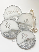 Load image into Gallery viewer, White and Silver Agate Resin Coasters (set of 4) - neerjatrehan.com