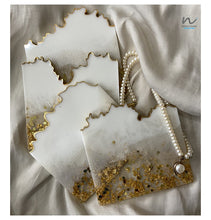 Load image into Gallery viewer, White and Gold Leaf Resin Coasters (set of 4) - neerjatrehan.com