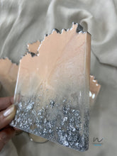 Load image into Gallery viewer, Peach and Silver Leaf Resin Coasters (set of 4) - neerjatrehan.com