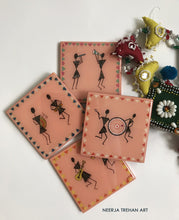 Load image into Gallery viewer, Warli Resin Wooden Coasters (set of 4) - neerjatrehan.com