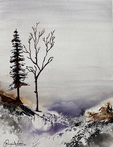 paintings on paper, abstract landscape, tree painting, home decor Canada, living room decor canada, affordable home decor canada, earthy colours, nature painting, texture painting, acrylic painting on paper