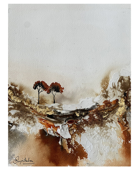 paintings on paper, abstract landscape, tree painting, home decor Canada, living room decor canada, affordable home decor canada, earthy colours, nature painting, texture painting, acrylic painting on paper