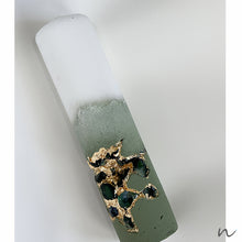 Load image into Gallery viewer, candles, green candle, concrete candle, handmade candle, home decor canada, affordable Gift Canada, gold leaf candle, pebble candle, decorative candles, Table decor, mothers day gifts. mothers day 2023