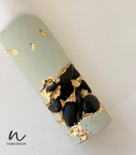 Load image into Gallery viewer, Muted Sage Duo Candle Set (Black stones)