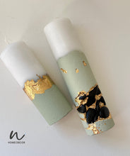 Load image into Gallery viewer, Muted Sage Duo Candle Set (Black stones)