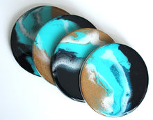Load image into Gallery viewer, Ocean Blue Resin Wooden Coasters (Set of 4) - neerjatrehan.com