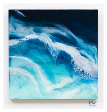 Load image into Gallery viewer, beach resin art, resin art, resin painting, blue beach, blue art, home decor, wave painting, original art