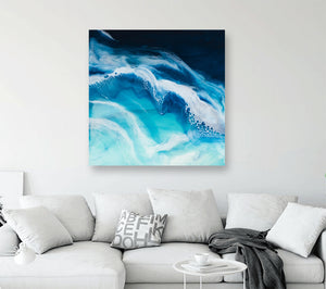 beach resin art, resin art, resin painting, blue beach, blue art, home decor, wave painting, original art