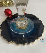 Load image into Gallery viewer, Dark Blue and Gold Leaf Resin Coasters (set of 4) - neerjatrehan.com