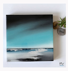 Teal and Grey painting, Silver leaf art, resin painting, home decor, interiordesigner, handmade, gifts, peaceful, zen, bluecolour
