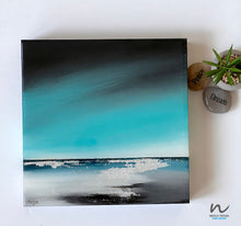 Load image into Gallery viewer, Teal and Grey painting, Silver leaf art, resin painting, home decor, interiordesigner, handmade, gifts, peaceful, zen, bluecolour