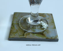 Load image into Gallery viewer, Green and Gold Resin Wooden Coasters - neerjatrehan.com