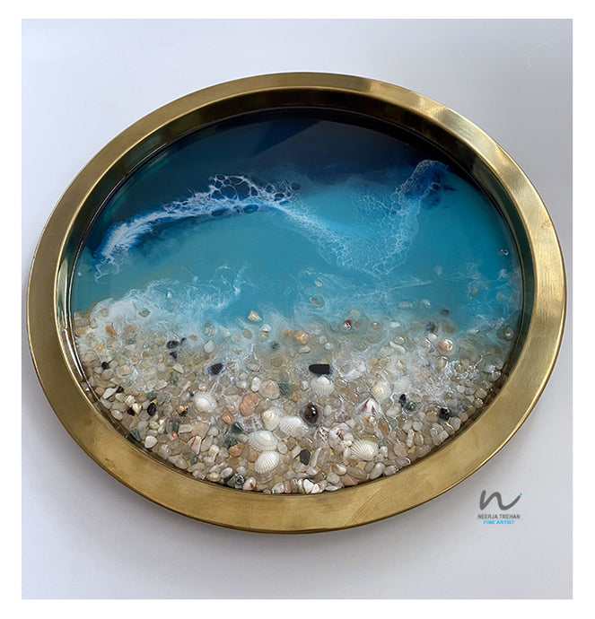 Metal Resin Beach Tray (15 inch) - neerjatrehan.com