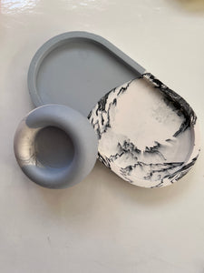 Marble effect Trinket Tray ($30) Candle holder ($12) - neerjatrehan.com