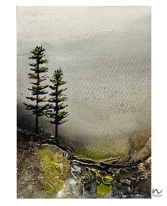 paintings on paper, abstract landscape, tree painting, home decor Canada, living room decor canada, affordable home decor canada, earthy colours, nature painting, texture painting, acrylic painting on paper, Silver leaf painting, mother nature, nature lovers, textured art
