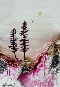 spring vibes, paintings on paper, abstract landscape, tree painting, home decor Canada, living room decor canada, affordable home decor canada, earthy colours, nature painting, texture painting, acrylic painting on paper, Silver leaf painting, mothernature, nature lovers,