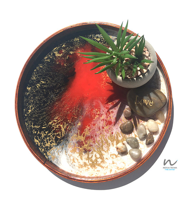 Round Wooden Resin Tray (20.5cm) - neerjatrehan.com