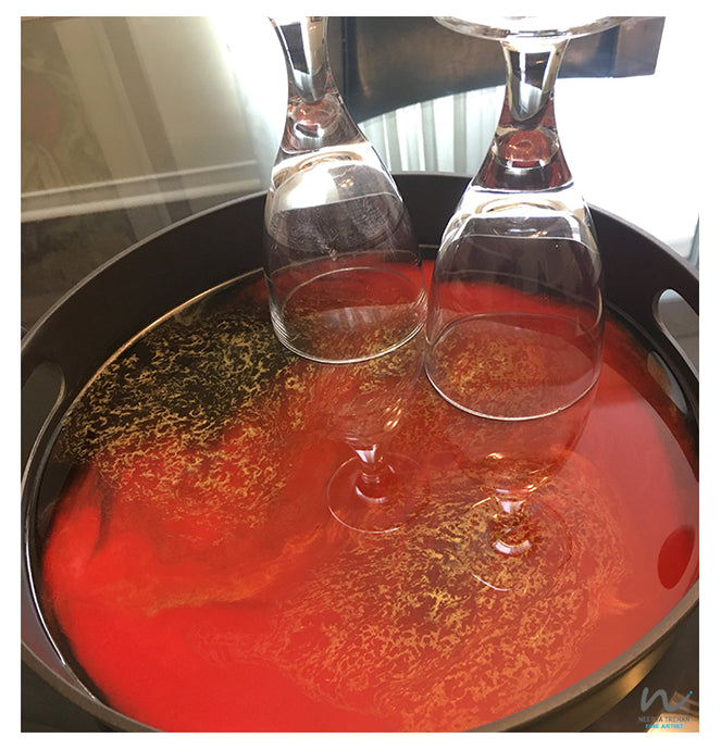 Round Wooden Bamboo Resin Tray (30cm) - neerjatrehan.com