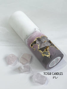 Rose Quartz Concrete Candle