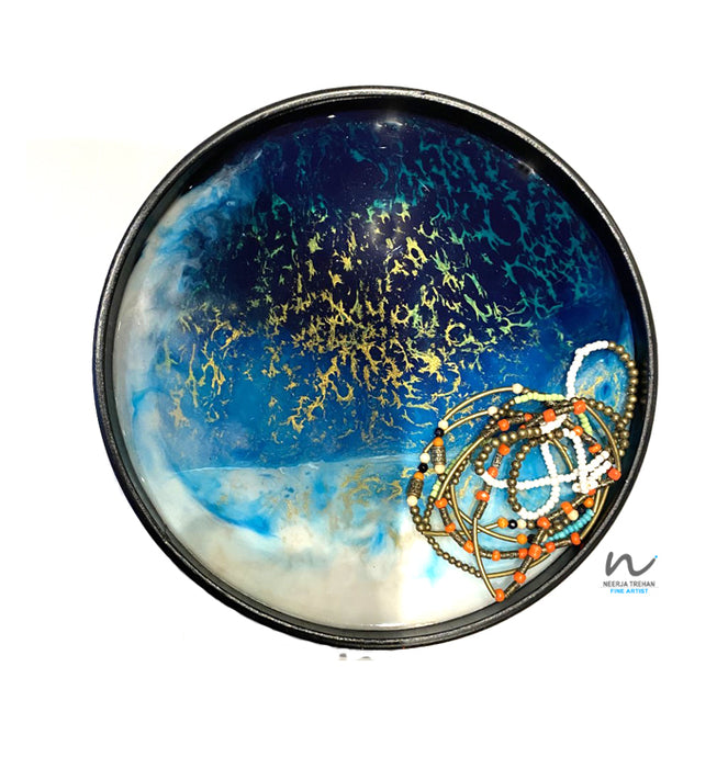 Round Wooden Resin Tray (20.5cm) - neerjatrehan.com