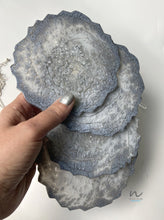 Load image into Gallery viewer, Silver pigments and Silver Leaf Resin Coasters (set of 4) - neerjatrehan.com