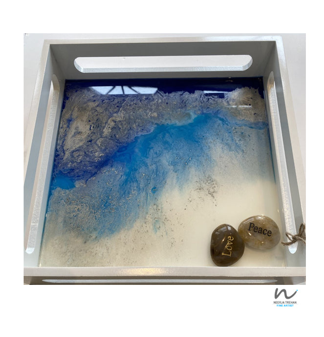 White Wooden Resin Tray (12inches) - neerjatrehan.com