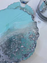 Load image into Gallery viewer, Teal and Silver Leaf resin Coasters - neerjatrehan.com