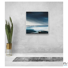 Load image into Gallery viewer, resin art for sale, acrylic and resin painting,  silver leaf painting, blue art for sale, abstract seascape, abstract painting for interior, epoxy paintings for sale, asbstract painting, interiordesigners, living room wall art canada