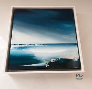 resin art for sale, acrylic and resin painting, silver leaf painting, blue art for sale, abstract seascape, abstract painting for interior, epoxy paintings for sale, asbstract painting, interiordesigners, living room wall art canada