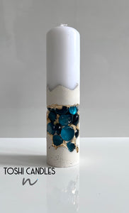 Turquoise Glass Pebble Candle