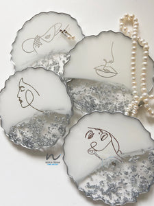 White and Silver Agate Resin Coasters (set of 4) - neerjatrehan.com