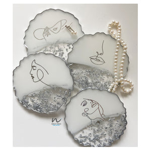 White and Silver Agate Resin Coasters (set of 4) - neerjatrehan.com