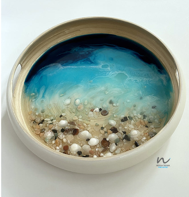 Bamboo, Resin Beach Tray-1 (13 Inch) - neerjatrehan.com