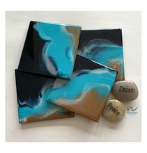 Load image into Gallery viewer, Beach Resin Wooden Coasters (set of 4) - neerjatrehan.com