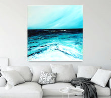 Load image into Gallery viewer, beach resin art, resin art, resin painting, blue beach, blue art, home decor, wave painting, original art