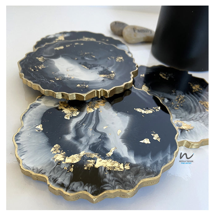 resin coaster set, marble style. resin coasters, white and gray, agate coasters, mothers day, gift for her, house warming, home decor, 