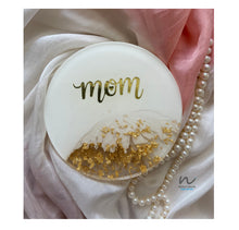 Load image into Gallery viewer, Mother&#39;s day, Mothers day gifts, gift for her, white and gold, gold leaf, coaster set, resin coasters