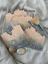Load image into Gallery viewer, Peach and Silver Leaf Resin Coasters (set of 4) - neerjatrehan.com