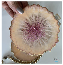 Load image into Gallery viewer, Peach with Pink Glitter Resin Coasters (set of 4) - neerjatrehan.com