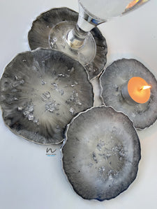 Silver Resin Coasters (set of 4) - neerjatrehan.com