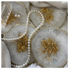 Load image into Gallery viewer, White and Gold Leaf Geode Coasters - neerjatrehan.com