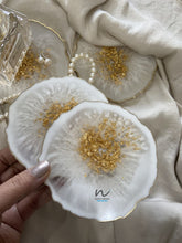 Load image into Gallery viewer, White and Gold Leaf Geode Coasters - neerjatrehan.com
